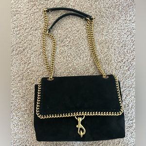 Rebecca Minkoff Edie Flap Shoulder Bag With Woven Chain Porcini  - Black